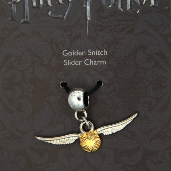 Harry Potter Golden Snitch Slider Charm | Gold Silver Tone Winged Bead - Picture 3 of 7